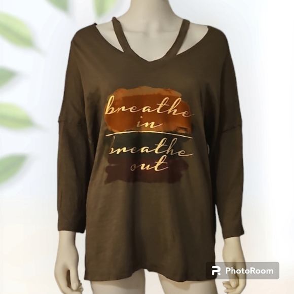 Cato Tops - CATO ACTIVE Breathe in Breathe Out Long Sleeve Oversized Yoga T-shirt